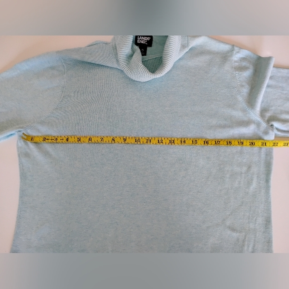Lands' End Lightweight Cotton Turtleneck Sweater Tiffany Blue Classic Size XL - Picture 12 of 14